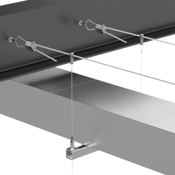 Span-Lock and Zip-Grip suspended duct on Strut-Lock trapeze